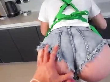 Blonde Barista in Shorts Offered to