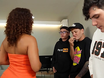 Nerd guys fuck their LATINA chief with a
