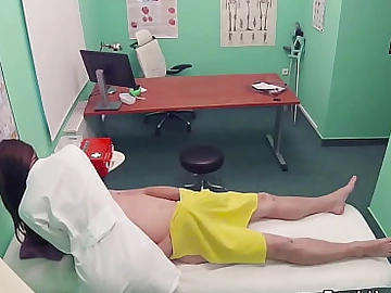 Nurse touches doctor at the sexual